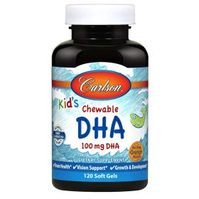 Carlson For Kids DHA Chewable, Bursting Orange Flavor, 120ct