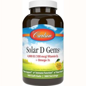 Solar D Gems 4000 IU Vitamin D3 Plus Omega-3s 360 Soft Gels