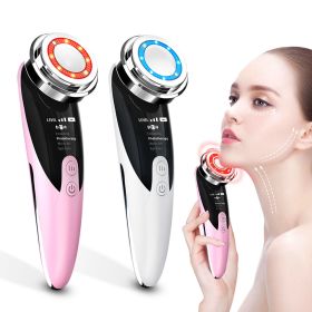 Face Massager Skin Rejuvenation Radio Mesotherapy LED Facial Lifting Beauty Vibration Wrinkle Removal Anti Aging Radio Frequency (Color: Pink)