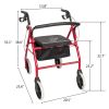 Four Wheel Walker Rollator with Fold Up Removable Back Support YF