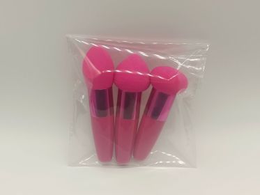 Three Brushes Set Sponge Beauty Blender Cushion Compact Wet And Dry Dual-use Beauty Blender Makeup Tools (Option: Rose Red)